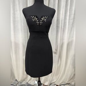 Max & Cleo Black Strapless Dress with Embellishments